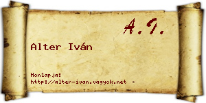 Alter Iván névjegykártya