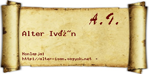 Alter Iván névjegykártya